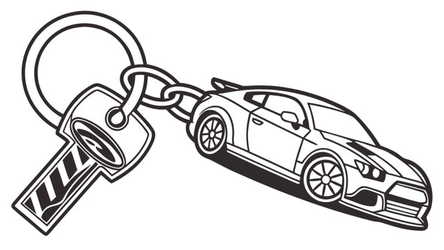 Car key chain vector illustration for automotive enthusiasts and car accessory designers and retailers