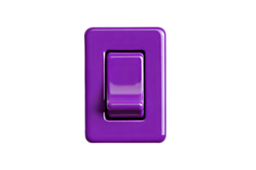 a purple light switch on a white wall