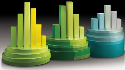 Colorful group of objects representing token-data fib expansion probability reader icon concept in visual design