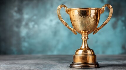 Glittering gold trophy symbolizing achievement and success in competitive events and celebrations of excellence and victory