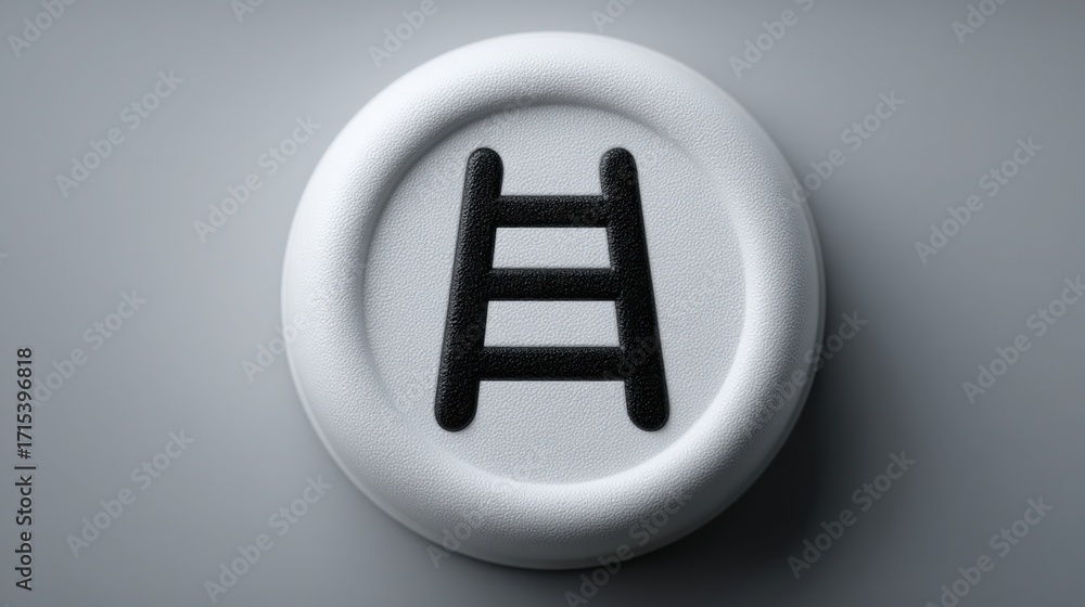 Poster simple white button representing functionality and user interaction in digital interfaces and techno