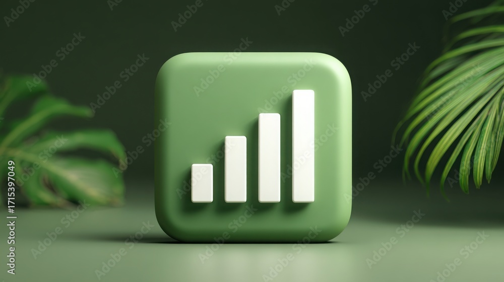 Poster vibrant green square shaped icon representing structure and stability in a modern and innovative vis