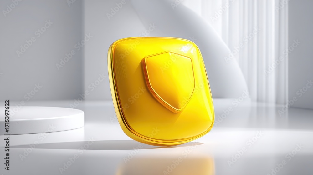 Poster yellow object representing token-enabled golden zone risk management matrix icon concept for financi