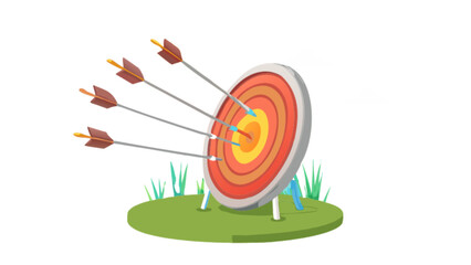 Archery target with arrows hitting bullseye illustration for success and achievement concept design