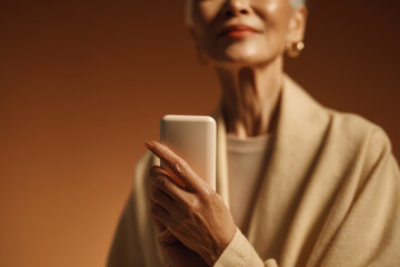 elderly person engages with mobile app to manage their medication reminders highlighting connection between