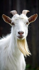 Fototapeta premium Close-up portrait of a white goat (1)