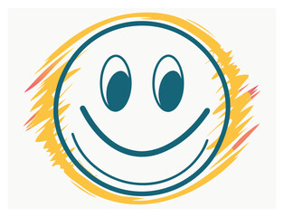 Fototapeta premium Smiling face with artistic brushstrokes representing happiness joy and positivity