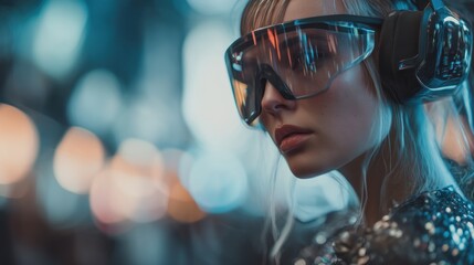 Naklejka premium Woman futuristic glasses