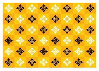 Geometric pattern: two tone Thai sparkling star on the yellow background 