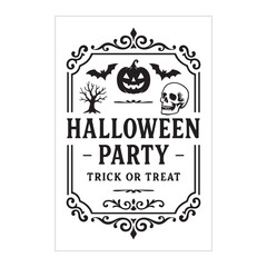 Pumpkin & Skull Halloween Design & Horror Night Party Invitation