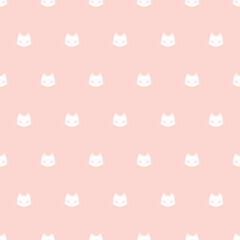 Seamless Black and White Cat Face Pattern for Pajamas, Home Decor, and Pet Accessories