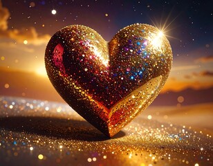 Radiant Golden Heart Sparkling in the Golden Hour