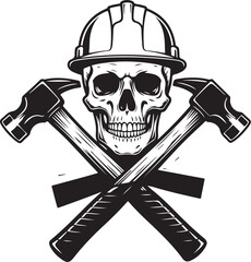 Skull hammer construction safety symbol silhouette