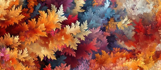 Fractalized autumnal canopy depicting a diverse array of leaf-like structures