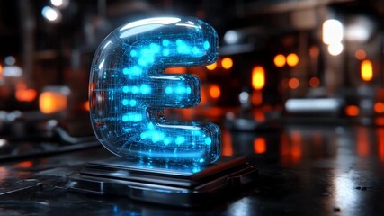 Futuristic Digital Euro Symbol Display - Powered by Adobe