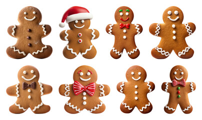 PNG Festive gingerbread cookies assortment, element set on transparent background