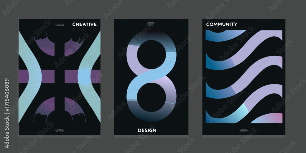 Poster abstract graphic design posters featuring geometric shapes and gradients for creative community and 