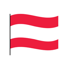Waving Austria flag illustration with red and white national color stripes.