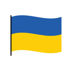 Waving Ukraine flag illustration, blue and yellow national country symbol.