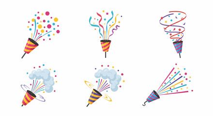 Obraz premium Colorful Party Crackers Exploding with Confetti and Ribbons.
