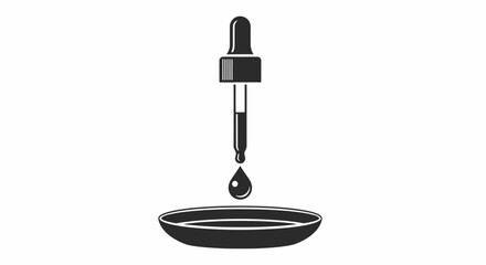 Black icon of a laboratory dropper dispensing a liquid drop into a petri dish.