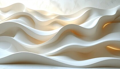 Obraz premium Abstract waves of off-white, lit from within