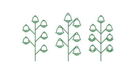 Stylized Green BellShaped Flowers on Stems.