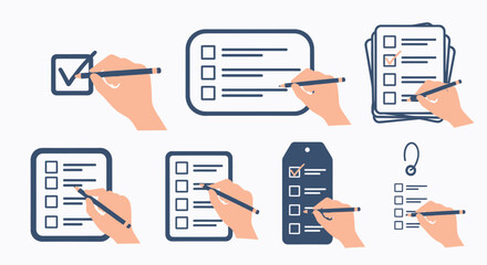 Hands Checking Off Tasks on Various Lists.