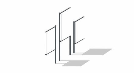 Isometric Illustration of a Triple Parallel Bar Set.