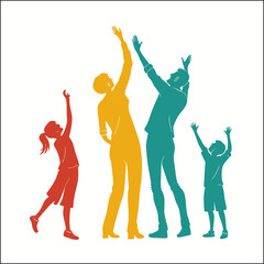 Flat design father and son silhouette