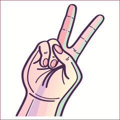 Hand peace sign realistic background