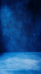 Abstract blue textured wall and floor studio background for product photography and design