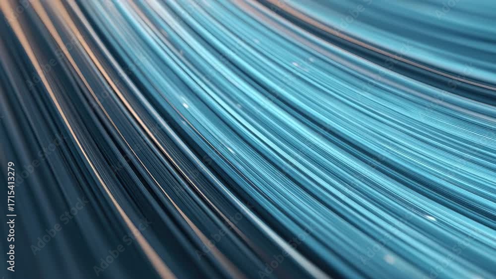 Poster Blue curved lines create smooth abstract background with flowing curve
