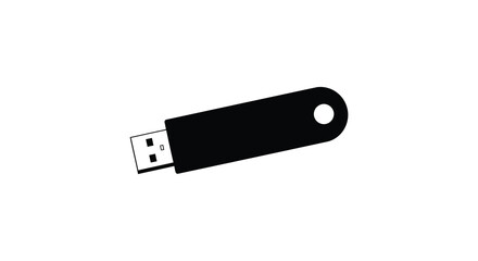 Simple black and white illustration of a standard usb flash drive