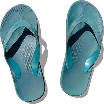 gren half blue awesome dirty flip flops