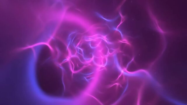 Iridescent pink and blue cosmic energy pulses with soft rhythm in an abstract, seamlessly looping field infinity, display, electronic