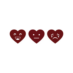 Diverse heart emoticons showcasing joy neutrality and sadness emotions art vector