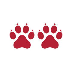 Red paw prints animal footsteps symbol vector icon cute pet dog cat wildlife love vector