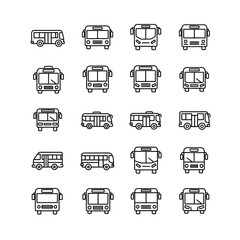 Collection of Bus Icons: Transportation and Public Transit.