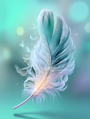 Obraz premium Delicate feather with soft pastel colors. Liberation art system, proven liberation art system for wisdom, liberation art system unlocking freedom