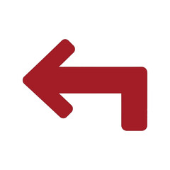 Red arrow pointing left directional sign graphic element for navigation and information vector