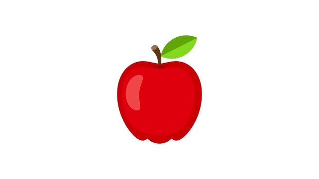Red apple icon animation on a 4K white background