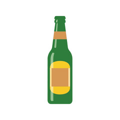 Green glass bottle with orange label minimalist vector illustration for refreshment and beverage brands vector