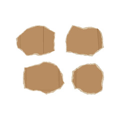 Set of four torn kraft paper pieces isolated on for design and crafting projects vector