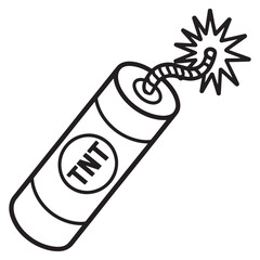 Cartoon Style Dynamite Illustration A Classic Design with TNT Label and Burning Fuse a Symbol of Danger and Explosive Power in Black and White