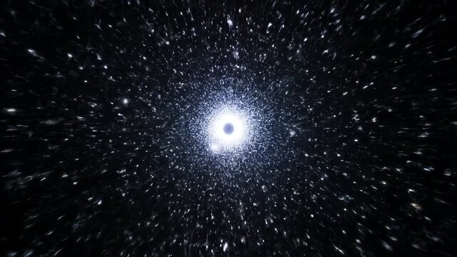 A captivating, seamlessly looping video depicting a celestial starlight glow forming a tunnel of moving light, drawing the viewer deeper into space futuristic, light, dreamy