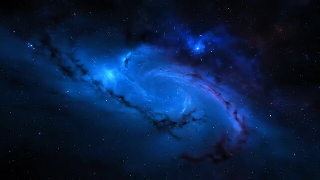 A constantly shifting tapestry of blue and black shades creates a seamlessly looping abstract galaxy warp background, subtle, motion