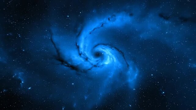 A constantly shifting tapestry of blue and black shades creates a seamlessly looping abstract galaxy warp background, tech, science fiction