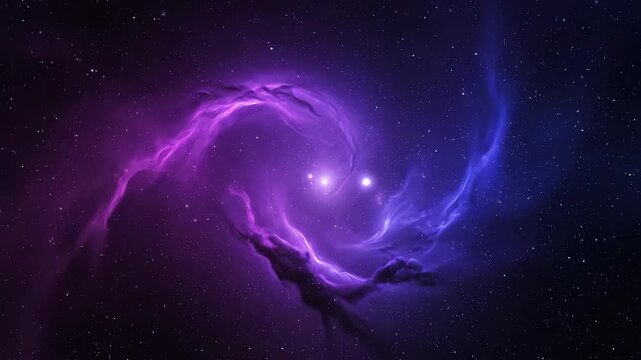 A deep space starlight glow manifesting as swirling purple and blue gas clouds, slowly rotating in a hypnotic, seamless loop meditation, graphic, starlight