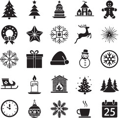 "Festive Christmas Icon Collection for Creative Design and Holiday Illustrations"